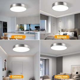 ENATECLITE Modern Minimalist 13 Inch Flush Ceiling Light, Dimmable 26W LED Ceiling Light Fixture with 3 Color Temperatures, Brushed Nickel Flush Mount Ceiling Light Perfect for Bathroom & Bedroom