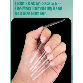 Individual Size 3 4 5 6 No C Curve Nail Tips for Acrylic Nails Professional, 200PCS 3XL Extra Long Square Flat Nail Tips, Half Cover Straight Tapered Square French Fake Nail Tips for Nail Salons Home DIY 4 Mostly Used Sizes