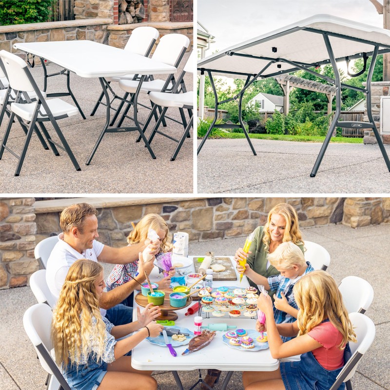 Lifetime 6-Foot Fold in Half Table, Light Commercial, White Granite