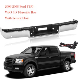 Rear Bumper Step Bumper Assembly Compatible with 2006-2008 Ford F150 W/SENSOR Hole Carbon Steel,Polished Chrome