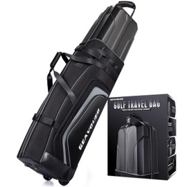 GEAVOUED Golf Travel Bag with Hard Case Top and Wheels ，Premium Oxford Fabric, Golf Travel Bags for Airlines ，Protect Your Club for Safe Transport