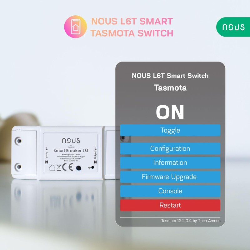 Tasmota Smart Light Switch Flush-Mounted Nous L6T - ESP8266 Smart