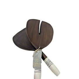 Karma NWT Karma Gifts Pr Walnut Wood Serving Spoons Boho Natural Salad Food Servers