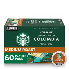 Starbucks K-Cup Coffee Pods, Medium Roast Coffee, Colombia, 100% Arabica, 6 boxes (60 pods total)