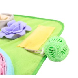 Piggy Poo and Crew Double Bowl Snuffle Mat with a Treat Ball and Squeakers for Dogs Pigs Rabbits Cats and Other Pets