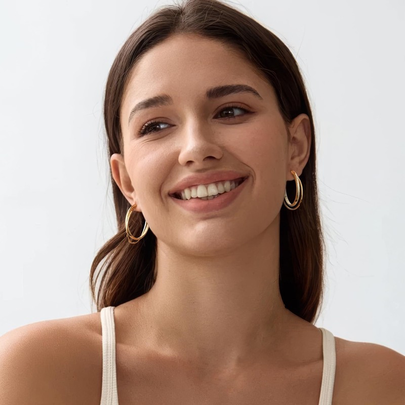 Gacimy 14K Gold Plated Criss Cross Hoop Earrings for Women,