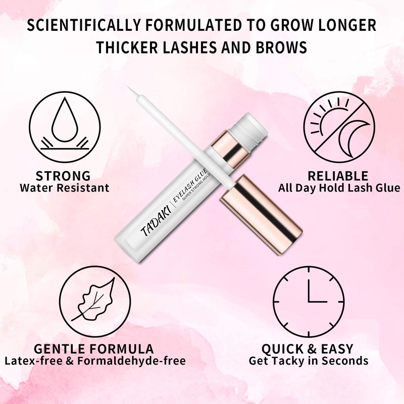 Tadaki Eyelashes Adhesive with Waterproof HoldClearLatex-Free, Professional Hypoallergenic Glue for