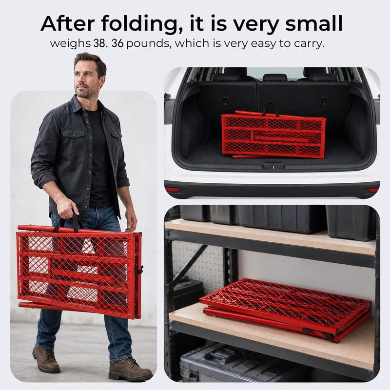 Scaffolding Platform, 880LBS Foldable Work Platform 6-Gear Height (33"-53")