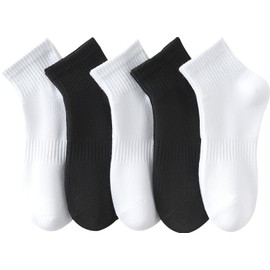 Rehelu Womens Cute Ankle Socks Cotton Running Crew Socks Lightweight Gym Socks Size 7-9 White & Black