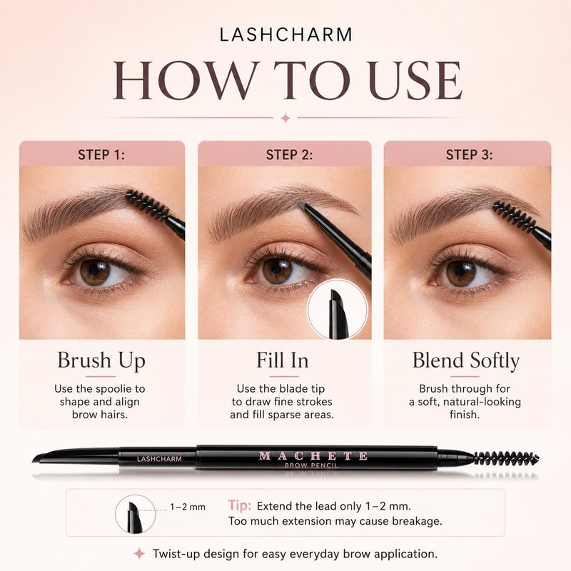 Eyebrow Pencil for Women, Black Waterproof Brow Pencil, 0.1mm Ultra-Fine