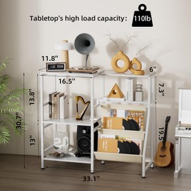 EH-TOOEP White Record Player Stand White, Record player Table, Record Player Stand with Vinyl storage, Vinyl Player Stand, Record Player Table with Album Storage, Table for Record Player