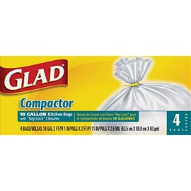 Glad 6638985 18 gal Compactor Bags Key-Lock44; White - Pack of 4