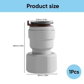 1PCS Connector Water Filter Fitting: 1/2" Female Thread to 1/2" Straight Quick Connect, Push in Water Purifier Quick Connector with Gasket, Filter Plumbing Fitting