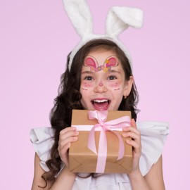 Qpout 18 Sheets Temporäre Tattoos für Kinder, süße Tiergesichtsfarbe Make-up Tattoo Aufkleber für Mädchen Jungen Geburtstagsdekorationen Tiere Party Taschen Füllstoffe Gunst Vorräte