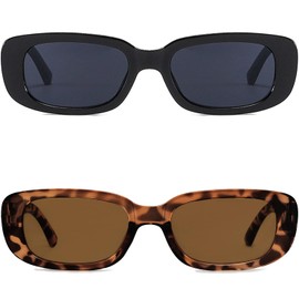 ayigu 2 Pack Rectangle Sunglasses Trendy Y2K 90s Retro Sunglasses for Women Men Vintage Glasses Square Frame UV400 Protection