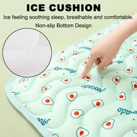 FOSDICK 1Pcs Dog Cooling Mat, Summer Cooling Mat for Dogs, Soft Comfortable Cool Mat for Dogs, Cartoon Pet cooling Pads for Cat Puppy, with Avocado Pattern, 60 * 50CM, (Green)