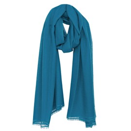 Bovari Women's Pashmina Cashmere Scarf - 70% Cashmere 30% Silk - Extra Light - 200 x 70 cm, Mosaic Blue