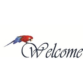 Welcome Wall Decal Family Enter Happy Home House Companion Bird Sticker for Home Living Room Bedroom Happy Parrot Sounds Removeable Cute Wall Decoration - Size: 18 in x 45 in
