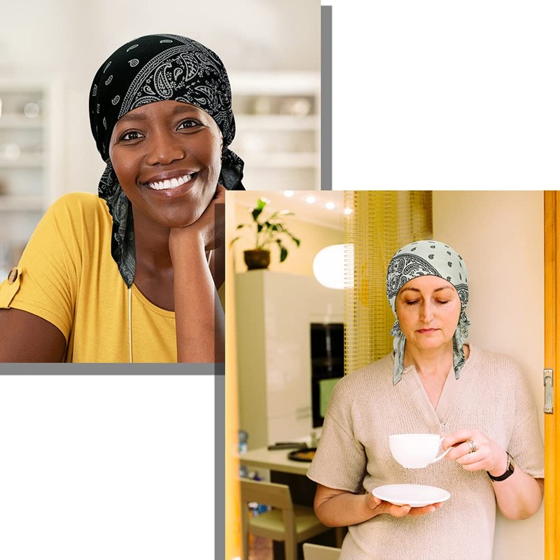 ASHILISIA 4 Pieces Women Chemo Hat Turban Beanie, Pre-Tied Headwraps