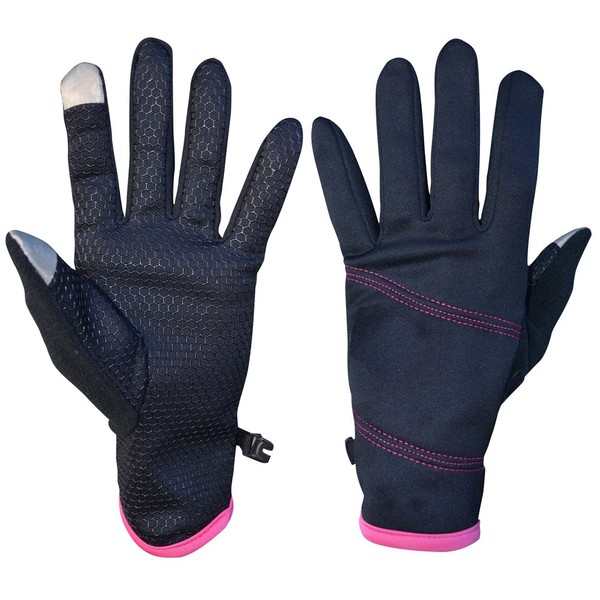 Heat Factory Women's Lightweight Fleece Gloves with Touchscreen Finger Tips and Hand Heat Warmer Pockets, Black, Large/X-Large