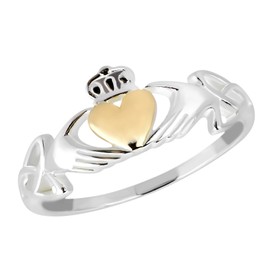 AeraVida Celtic Claddagh Love Heart Gold Plated Silver Ring | Delicate Wedding Rings For Women | Sterling Silver Rings Sizes (8)