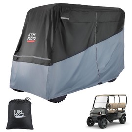 KEMIMOTO Golf Cart Cover 4 Seater, Universal 600D Heavy Duty Golf Cart Rain Cover with Storage Bag Compatible with EZGO Club Car 2/2+2/4 Passenger, Gray