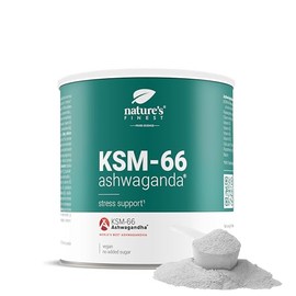 Nature's Finest KSM-66 Ashwagandha Premium Extract Powder for Cortisol Control with Ginseng, Chamomile Extract, B Complex, Niacin & Vitamin B12, Vegan, No Added Sugar, 150 g