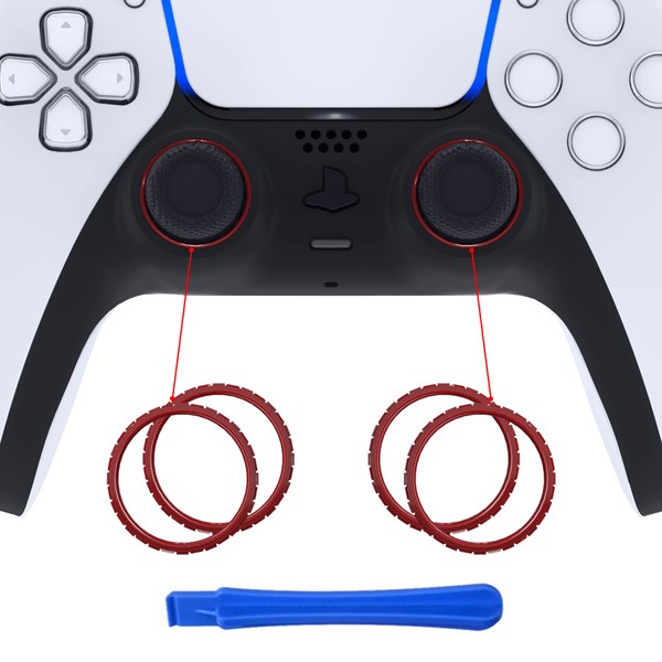eXtremeRate Carmine Red Replacement Accessories for PS5 Controller, Custom Accent