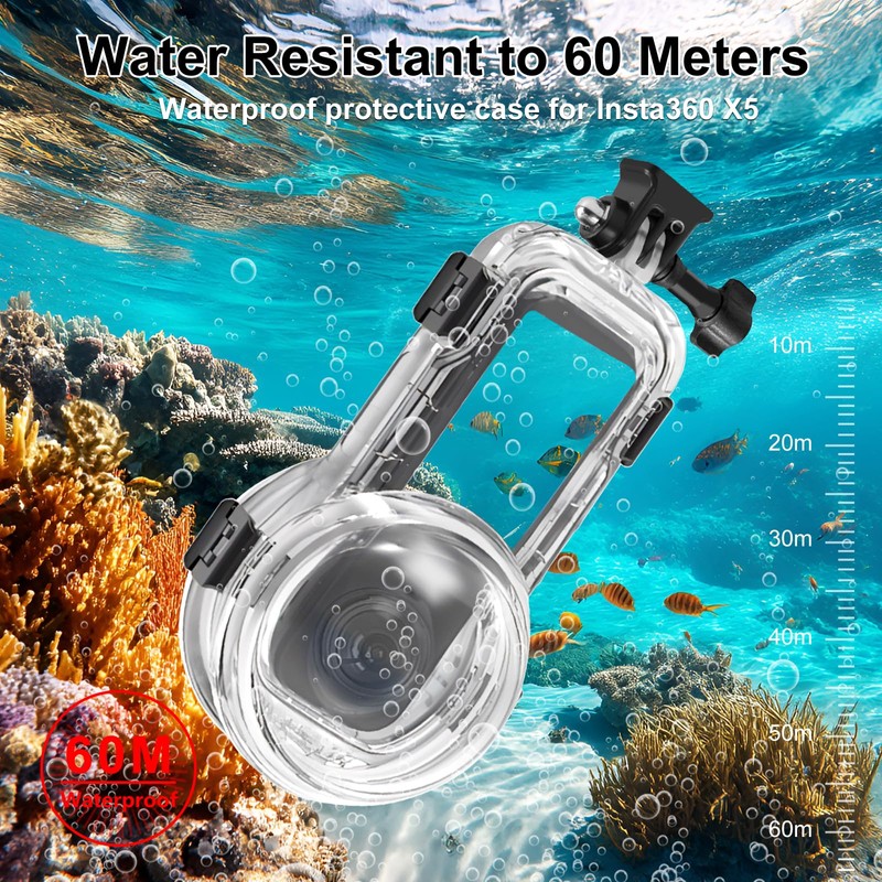 PULUZ 60m Waterproof Dive Case for Insta360 X5, Invisible Underwater