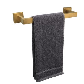 TocTen Bath Towel Rack - Square Base Thicken SUS304 Stainless Steel Towel Bar for Bathroom, Bathroom Accessories Towel Rod Heavy Duty Wall Mounted Towel Holder. (Brushed Gold, 12)