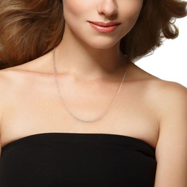 Collar de cadena de plata de ley 925 con cierre de clip para mujer, 2,5 mm, 3 mm, 4 mm, 5 mm, cadena de clip para mujer, collar de cadena de plata de 16, 18, 20, 22, 24, 26, 30 pulgadas, 24, Plata esterlina, Sin piedra preciosa