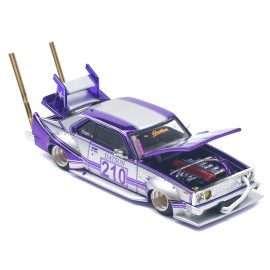 DCD Skyline C210 Kaido Racer #210 1/64 Diecast Model Car Pop Race Bosozoku Style Right Hand Drive Wheels Purple Silver