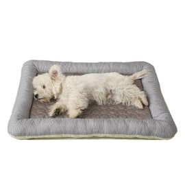 VARMTOR Pet Cooling Mat with Quilted Design, Striped Border, Available in Blue, Pink and Gray (Coffee, Medium)