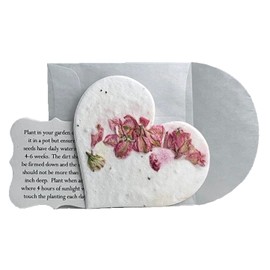 Of The Earth Handmade Paper - Wildflower Seed Paper Large Heart Tags - Glassine Envelope & Planting Guides Included - Set of 48 (24s Pink Petal)
