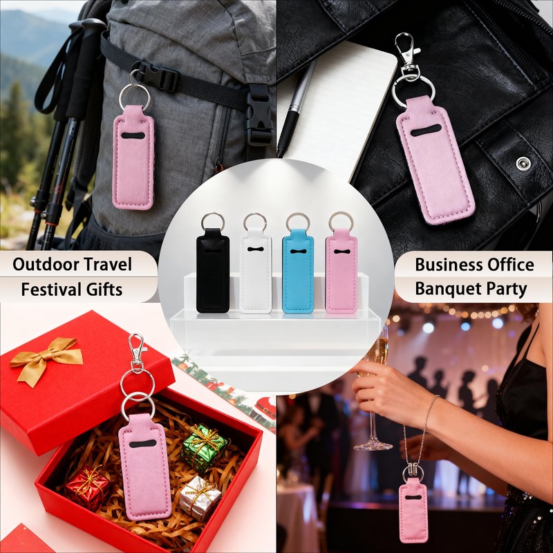 Belolvar Chapsticks Holder Keychain for Lipstick, Bright Lip Balm Lip