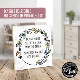 TypeStoff Wooden Sign with Saying - Satisfaction - Vintage Look with Quote as Gift and Decoration on the Theme of Motivation, Hygge and Serenity - HS-00941 19.5 x 19.5 x 1 cm