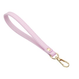 PATIKIL PU Leather Keychain, Key Holder Keyring Strap with Metal Gold Key Ring Lock Anti Lost Clasp for Wallet Purse Clutch, Pink