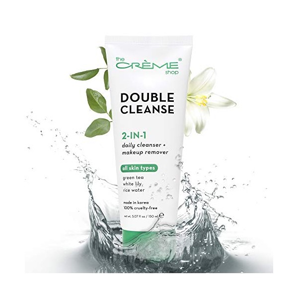 The Crème Shop Korean Skincare | Green Tea Double Face Wash, Brightening, Acne Treatment, Redness, Cleansing Pore - Oily, Dry, Sensitive Skin | Organic & Natural Makeup remover, Facial cleanser