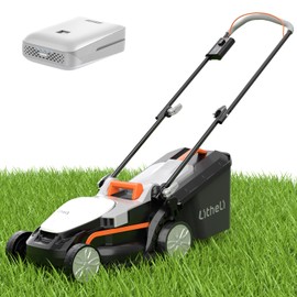 Litheli Electric Lawn Mower Cordless,Grass Cutter Machine for 1300 Sq.Ft.Lawnmower with Motor,13 in Cutting Width,8 Gallon Capacity,Cutting Height from 1 to 2.5 in 4.0 Battery