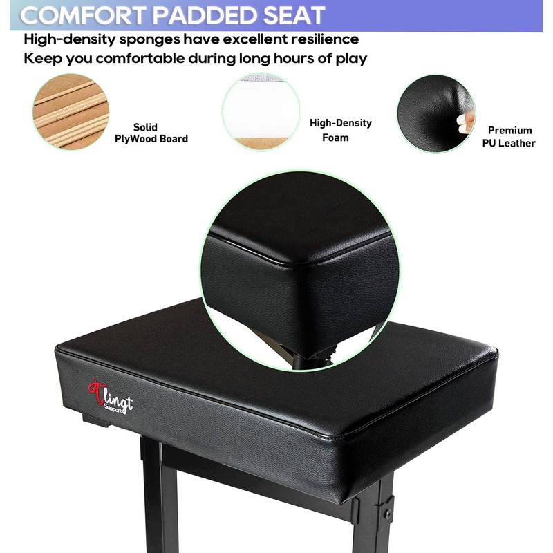 Tlingt Keyboard Bench, High-Density Piano Bench with Extra-Thick Padded Seat,