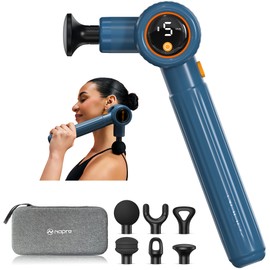 NAPRE Massage Gun with Extension Handle and 3 Adjustable Angles,Deep Tissue Back Massage for Neck/Shoulders/Waist/Legs/Body Pain Relief,Handheld Percussion Muscle Massager with Portable Case,Blue