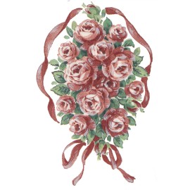 Captive Decals Pink Rose Ribbon Frame Flowers 2 pcs 3-1/2" X 2-1/2" Waterslide Ceramic Decals