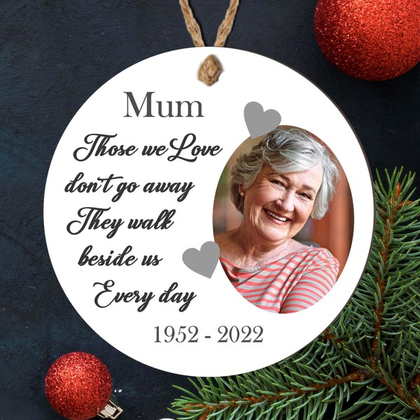 Personalised Memorial Photo Christmas Bauble - In Loving Memory Customised