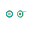 Real Turquoise Classic Evil Eye Stud Earrings Jewelry with 14K