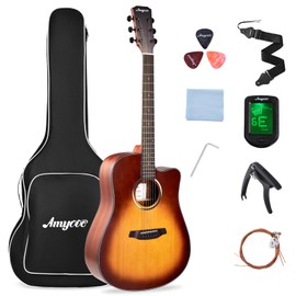 GAOMON 41" Acoustic Guitar for Beginner Adult Teen Full Size Steel Acustica Guitarra with Gig Bag, Tuner, Strap, Strings, Picks, Capos, Cutaway, Right Hand,Sunburst