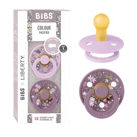 BIBS Colour Liberty Pack of 2 BPA Free Cherry Shape Nipples Natural Rubber/Latex, Made in Denmark, Size 1 (0-6 Months), Chamomile Lawn Violet Sky