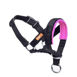 wintchuk Dog Head Collar, Fabric Padded Head Collar for Dogs to Prevent Pulling, Adjustable Dog Head Harness (M, Pink)