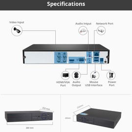 4CH 1080P 5-in-1 HD Analog Hybrid DVR&NVR Supports Up to 5MP IP Camera+2MP AHD/TVI/CVI Camera and 960H Analog Camera Standalone DVR CCTV Surveillance Security System Video Recorder (No HDD)