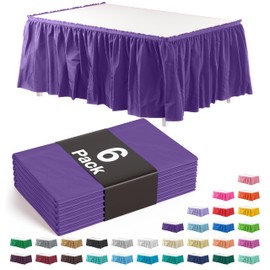Exquisite Purple Table Skirt 6 Pack 29" X 14' Disposable Plastic Table Skirts for Rectangle Tables 6ft + or Round Tables - Ruffle Table Skirt with Adhesive Strip - Gender Reveal Decor & Party
