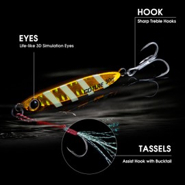 Goture Fishing Jigs 20g 10 Pcs, Vertical Jig Saltwater Freshwater, Jig Fishing Lures with Assist Hook and Treble Hook, Fishing Jigging Spoon Lures with Tackle Box, Fishing Jig for Tuna, Salmon, Bass